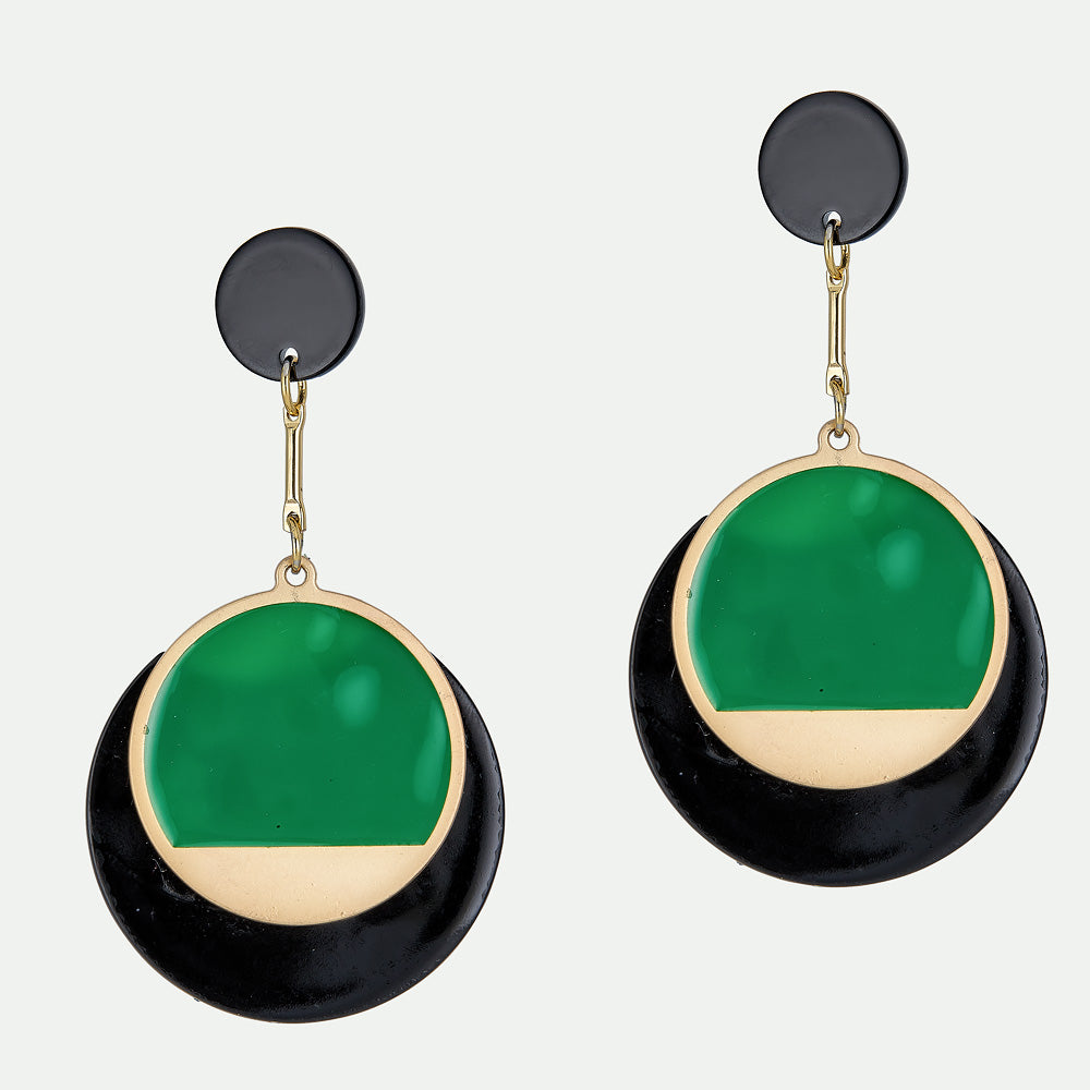 emerald green and black earrings