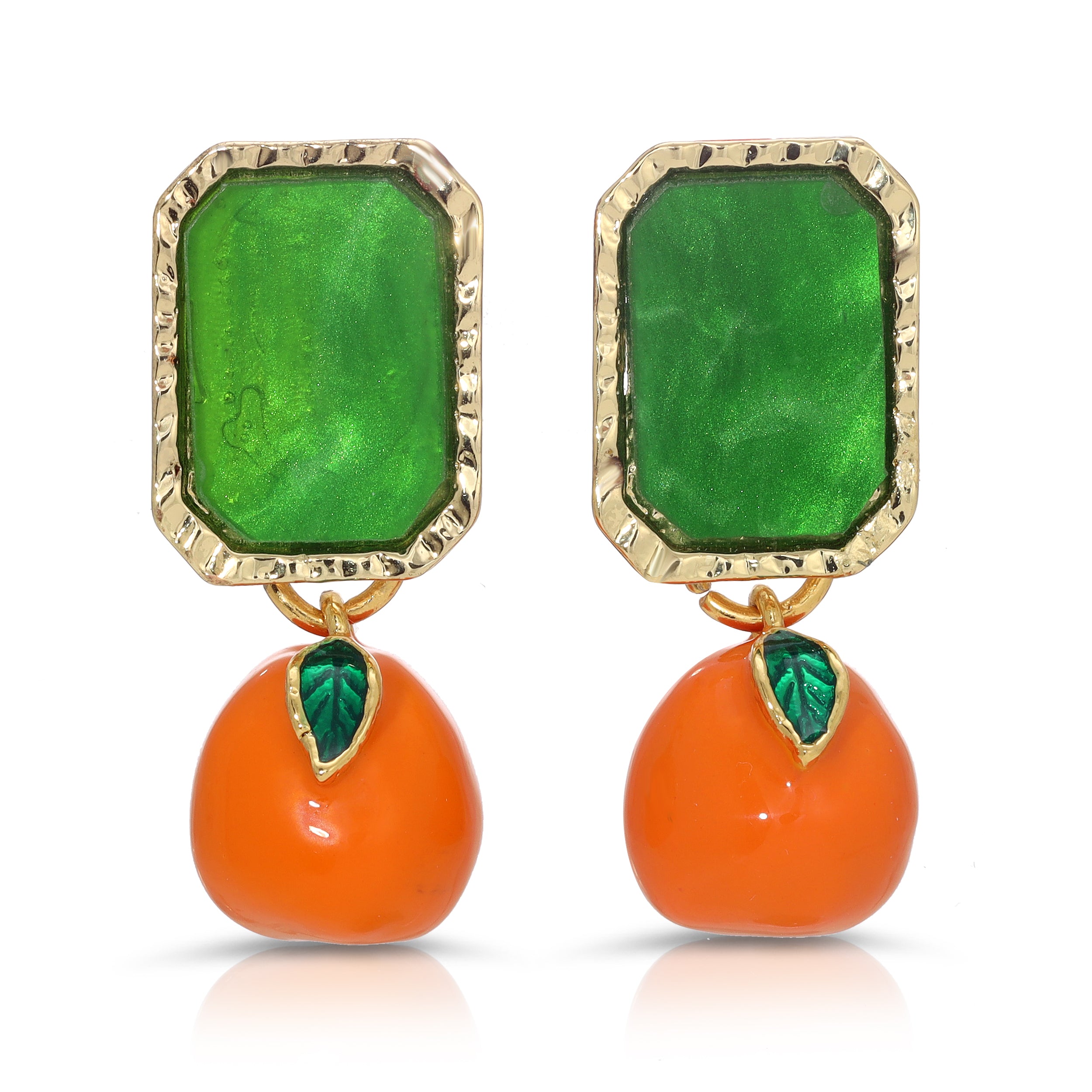 Emerald Orange Lover Earrings | emerald green earrings - JaJaara