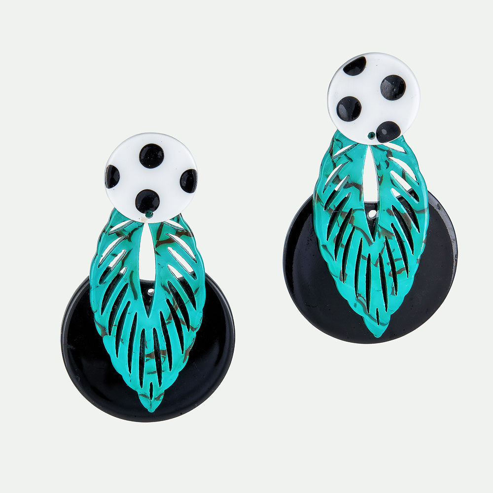 Aqua Word Print Art Earrings – Marjory Warren Boutique