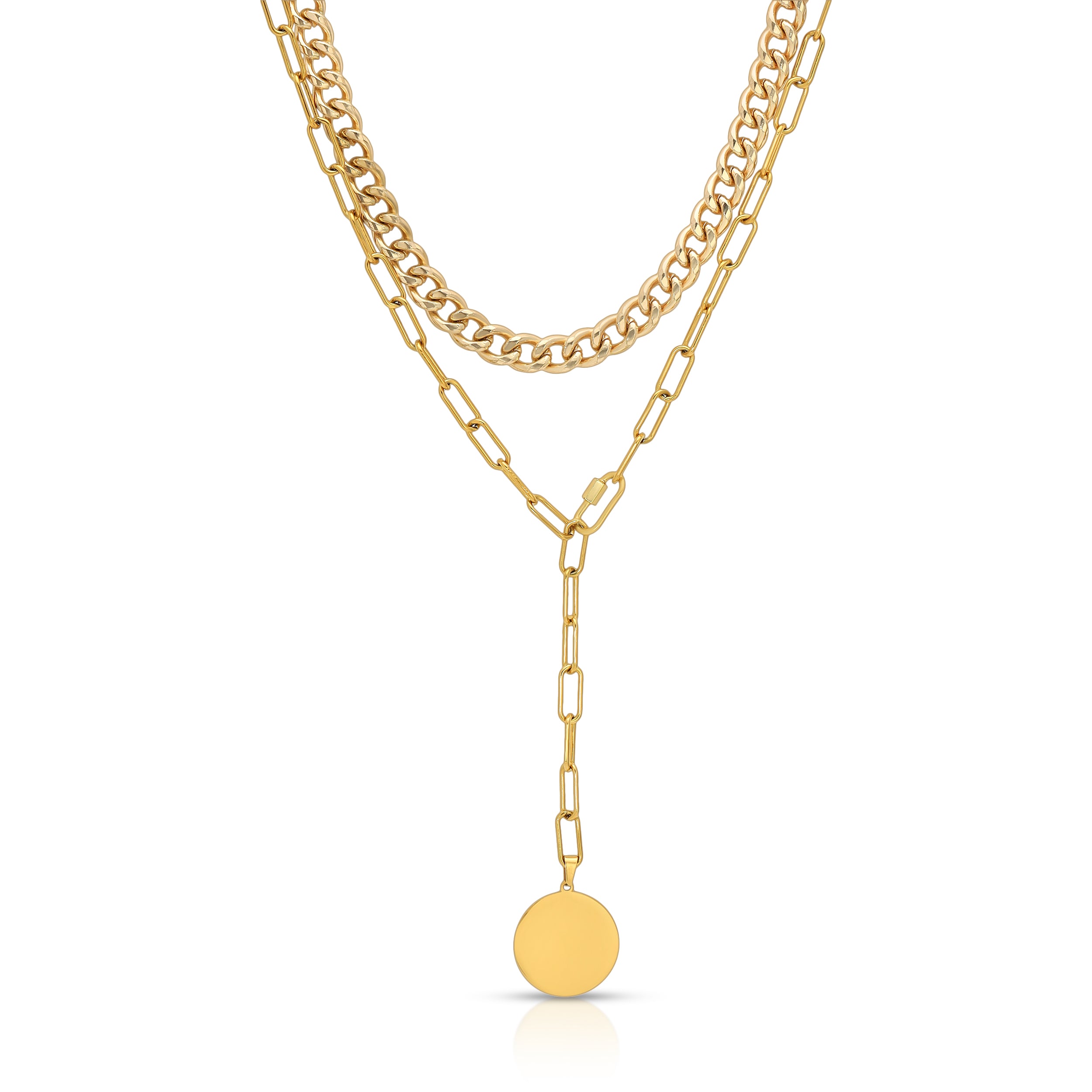 Chain Reaction Shiny Gold Pendant Necklace  | Chain Necklace Women | Chain Reaction Necklace - JaJaara