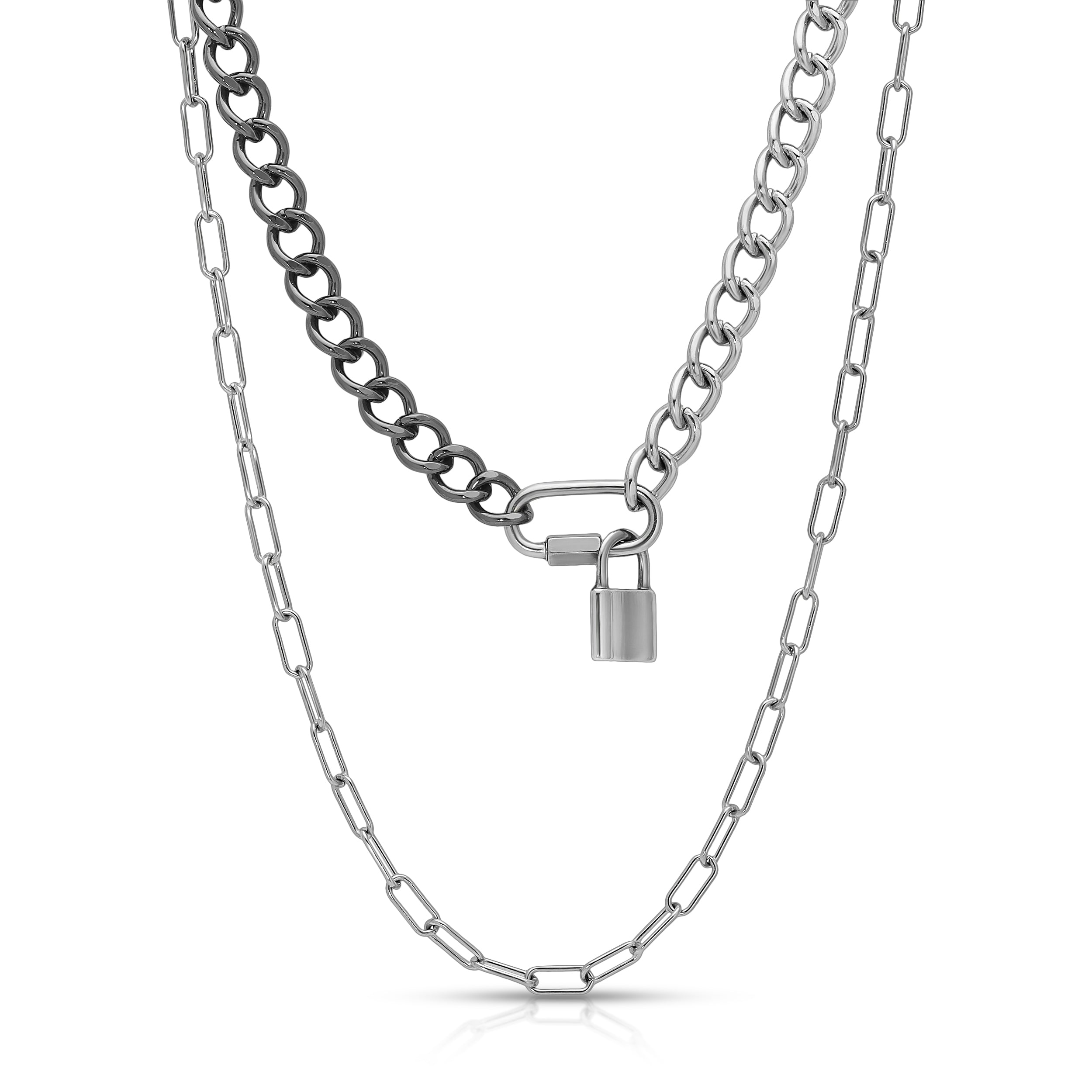 Chain Reaction Silver Locked Necklace  | Chain Necklace Women | Chain Reaction Necklace - JaJaara